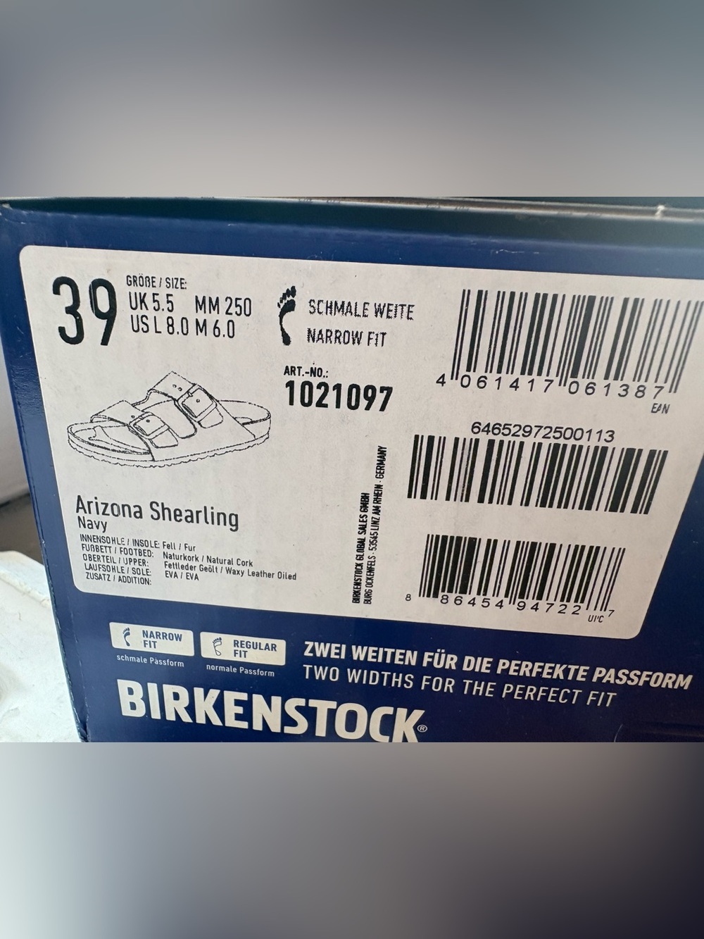 Birkenstock Arizona Shearling in Navy. NWT - Picture 4 of 9